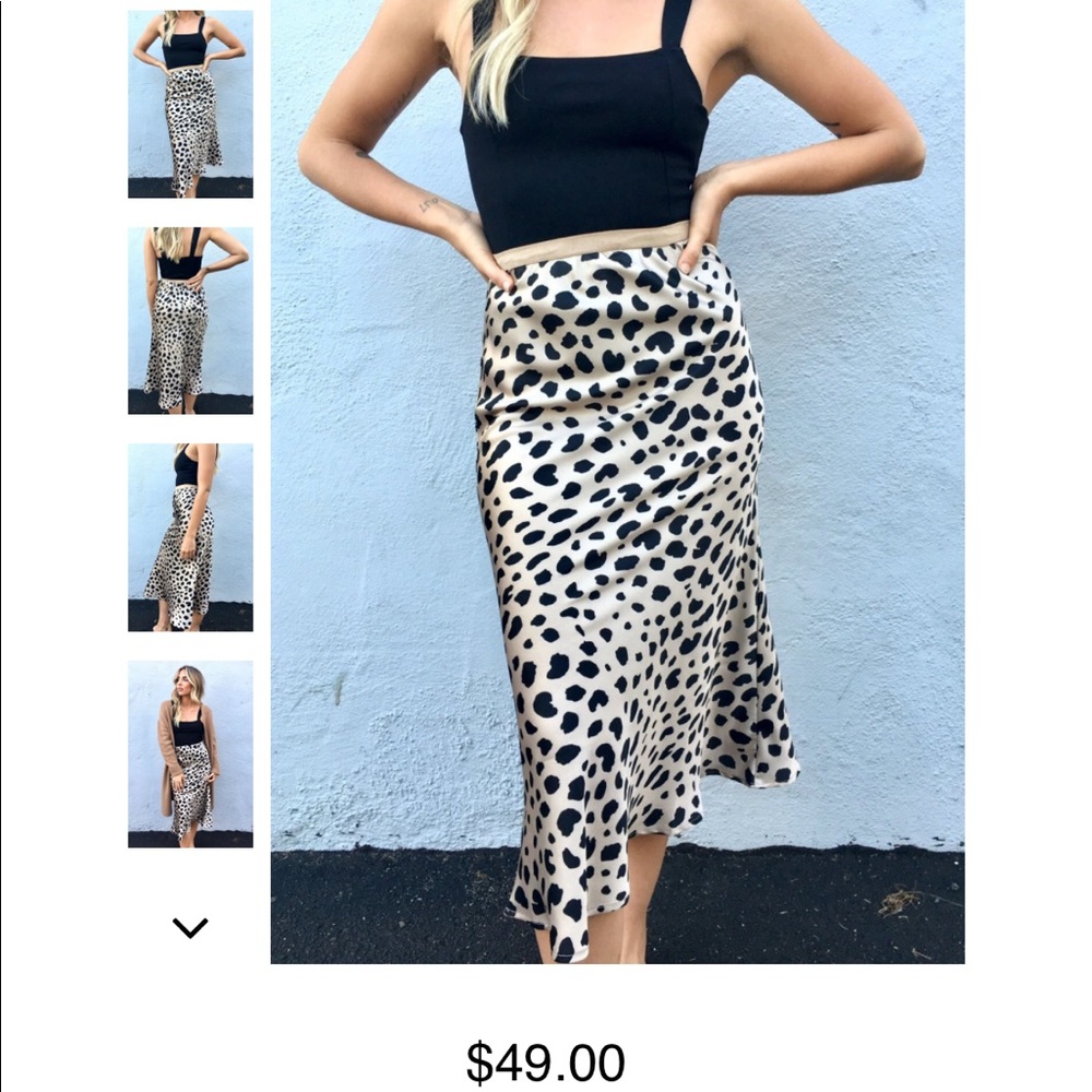 Keen the Label Sienna pull-on spotted satin skirt